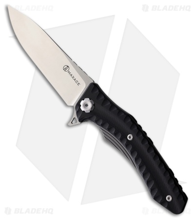 Maxace Zealot Liner Lock Knife Sculpted Black G-10 (3.9" Satin)