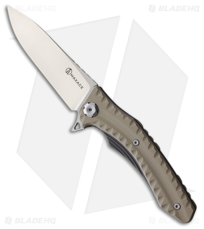 Maxace Zealot Liner Lock Knife Sculpted Tan G-10 (3.9" Satin)