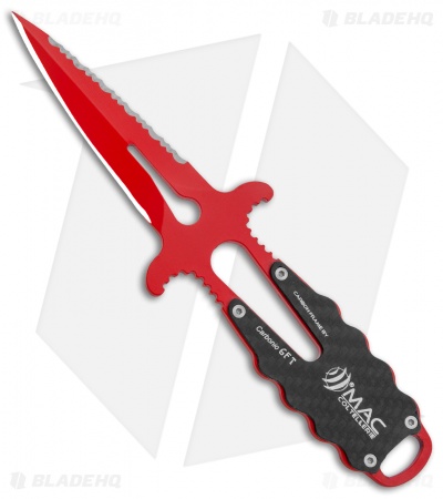 Mac Coltellerie Apnea Diving Fixed Blade Knife Carbon Fiber (2.75" Red Serr)