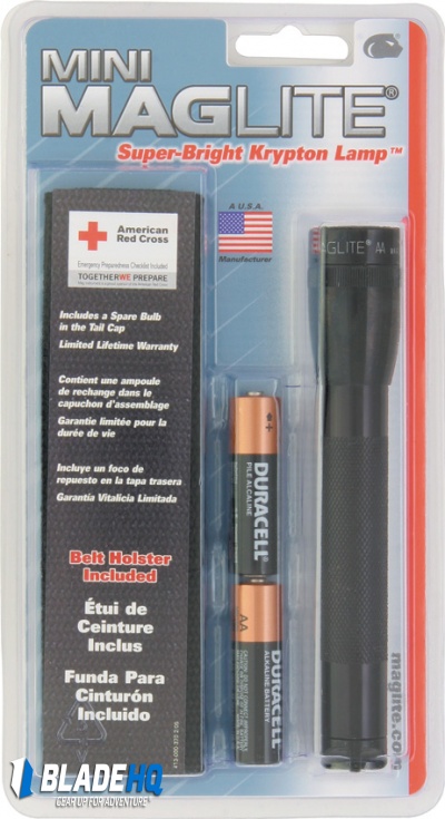 Mag-Lite Mini Maglite 2 AA Cell Flashlight Black (14 Lumens) w/ Belt Holster
