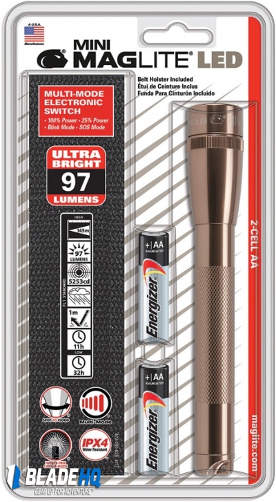 Mag-Lite Mini Maglite LED 2AA Copper Aluminum w/ Batteries (97 Lumens)
