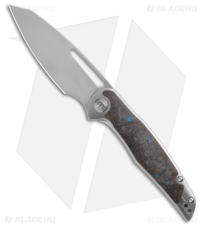 Mallery Designs Phorus V2 Polished Titanium Blue Dark Matter Inlay (3.5