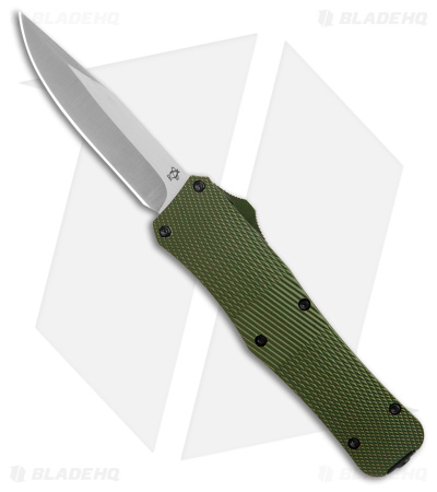 Mantis Auto OTF Knife Drop Point Green Aluminum (3.2" Satin)