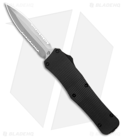 Mantis Auto OTF Knife Dagger Black Aluminum (3.2" Satin Serr)