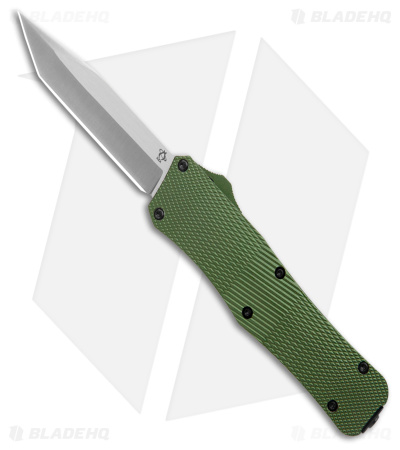 Mantis Auto Tanto OTF Automatic Knife Green Aluminum (3.2"Satin)