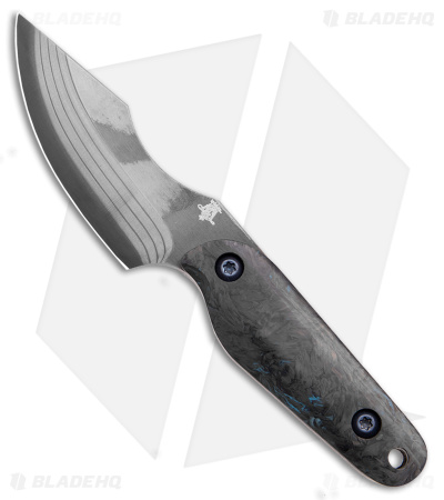 Maverick Customs  Harpoon Fixed Blade Knife  Blue Darkmatter Fat Carbon (3.15" )