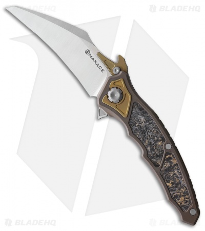 Maxace Red Queen III Frame Lock Flipper Knife Carbon Fiber/Titanium (4" Satin)