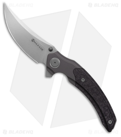 Maxace Rock Liner Lock Knife Marble Carbon Fiber + Titanium (4