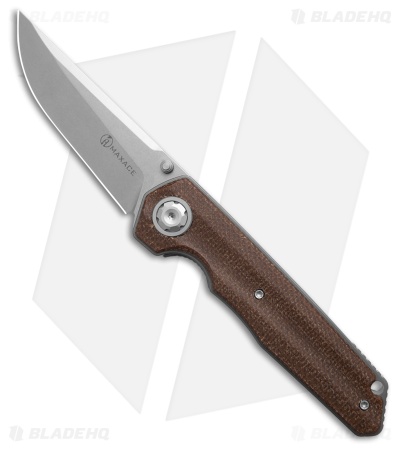Maxace Knives Samurai 2.0 Liner Lock Knife Brown Micarta (3.75" Stonewash)