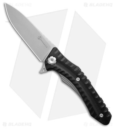 Maxace Knives Zealot 2 Liner Lock Knife Sculpted Black G-10 (3.9" Stonewash)
