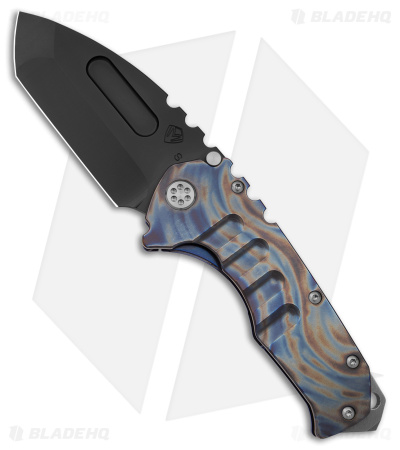 Medford Praetorian T Frame Lock Knife Custom Flame Ano Ti (3.75" Black S35VN)
