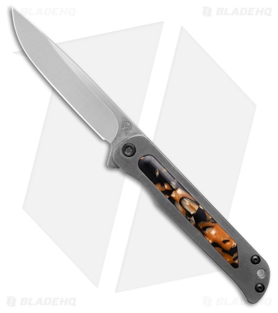 Medford T-Bone Frame Lock Knife Titanium w/ Tortoise Shell Inlay (4" Stonewash)