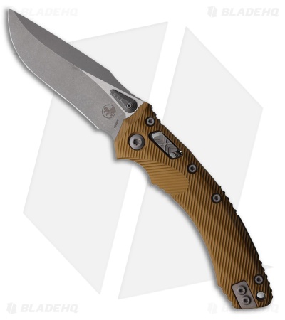 Microtech Amphibian Ram-Lok Knife Fluted Tan Aluminum (3.9" Apocalyptic)