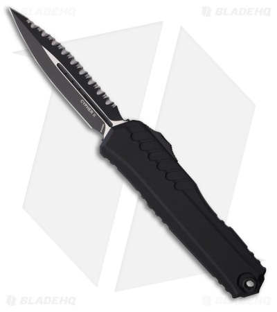 Microtech Cypher II D/E OTF Knife Black Aluminum (3.5" Black Full Serr)