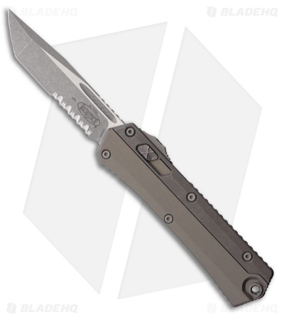 Microtech Glykon T/E OTF Knife Gray Al/Ti (3.75" Apocalyptic Serr)