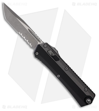 Microtech Glykon T/E OTF Automatic Knife Black Aluminum/Ti (3.75" Apoc Serr)