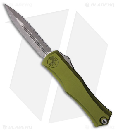 Microtech Hera II D/E OTF Knife Green Al (4" Apocalyptic Full Serr)