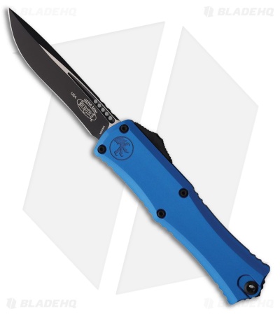 Microtech Hera II Mini Recurve OTF Automatic Knife Blue Aluminum (3" Black)