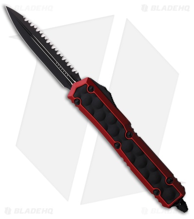 Microtech Makora D/E OTF Knife Red/Black Steel (3.4" Black Full Serr)
