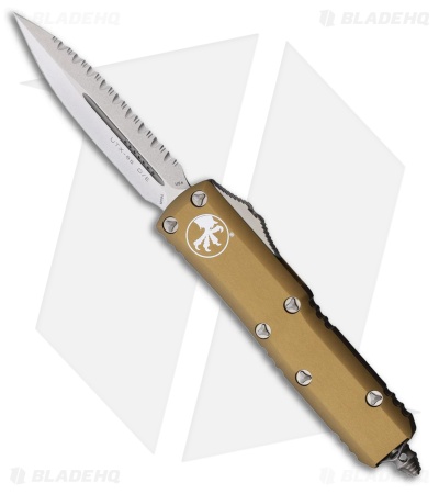 Microtech UTX-85 D/E OTF Automatic Knife Tan Aluminum (3.1" SW Full Serr)