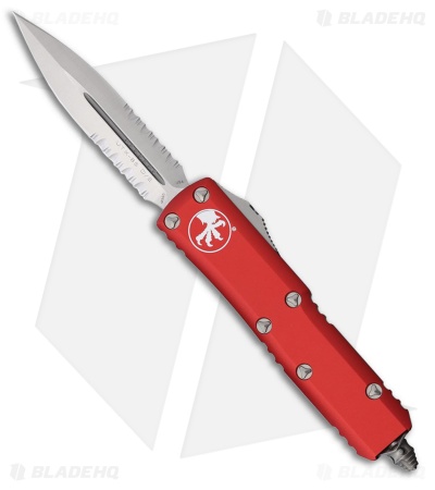 Microtech UTX-85 D/E OTF Automatic Knife Red Aluminum (3.1" Satin Serr)