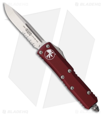 Microtech UTX-85 S/E OTF Automatic Knife Merlot Red Aluminum (3.1" Satin Serr)