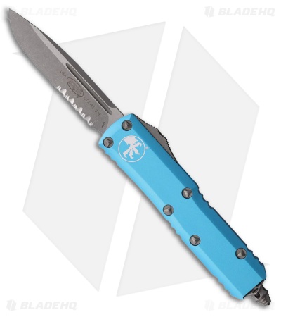 Microtech UTX-85 S/E OTF Automatic Knife Turquoise Aluminum (3.1" Apoc Serr)