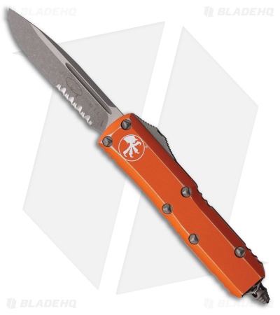 Microtech UTX-85 S/E OTF Automatic Knife Distressed Orange Al (3.1" SW Serr)