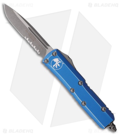 Microtech UTX-85 S/E OTF Automatic Knife Distressed Blue Al (3.1" Apoc Serr)