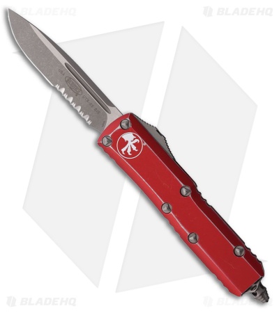 Microtech UTX-85 S/E OTF Automatic Knife Distressed Red Al (3.1" Apoc Serr)