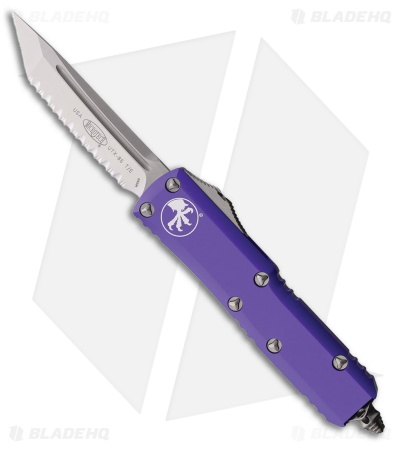 Microtech UTX-85 T/E OTF Automatic Knife Purple Al (3.12" Satin Serr) MCT2336PU
