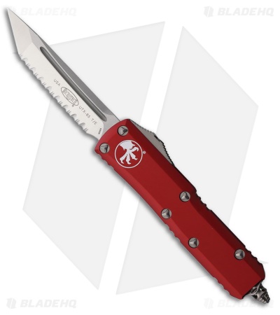 Microtech UTX-85 T/E OTF Automatic Knife Red Aluminum (3.1" Satin Full Serr)