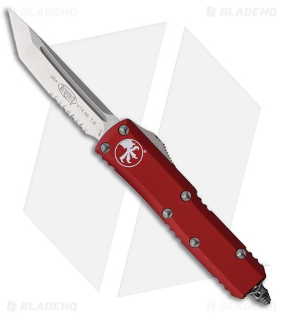 Microtech UTX-85 T/E OTF Automatic Knife Red Aluminum (3.1" Satin Serr)