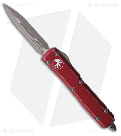 Microtech Ultratech D/E OTF Automatic Knife Distressed Merlot Red Al (3.4" Apoc)