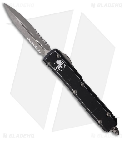 Microtech Ultratech D/E OTF Automatic Knife Distressed Black Al (3.4" Apoc Serr)