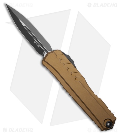 Microtech Cypher II D/E OTF Automatic Knife Tan Aluminum (3.5" Black)