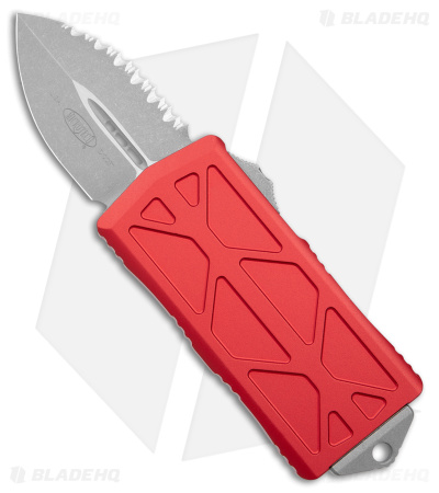 Microtech Exocet Dagger CA Legal OTF Auto Knife Red (1.9" Apocalyptic Serr)