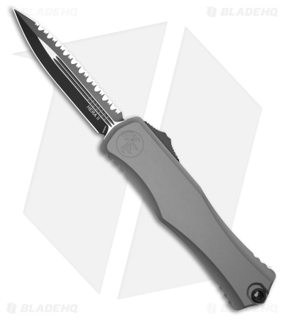 Microtech Hera II D/E OTF Auto Knife Natural Clear Aluminum (4" Black Full Serr)