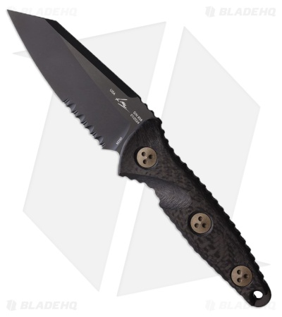 Microtech Socom Alpha Mini Warcom Fixed Blade Knife CF (3.7" Black DLC Serr)