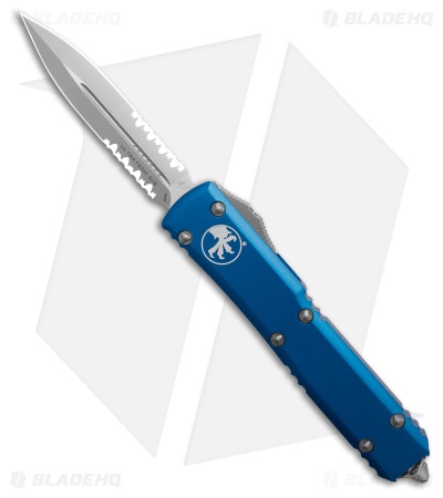 Microtech Ultratech D/E OTF Automatic Knife Blue Aluminum (3.4" Satin Serr)