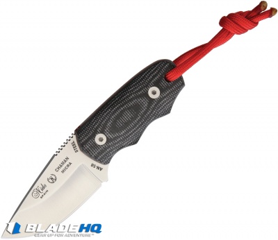 Nieto Chaman Micra Drop Point Fixed Blade Knife Black Micarta (2.3" Satin)