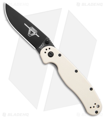 Ontario Rat Model 2 Liner Lock Knife "Bone" Nylon 6 (3" Black Powder Coat)
