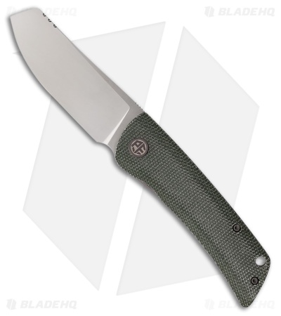Petrified Fish Flavorist Cleaver Liner Lock Knife Green Micarta (3.1" Satin)