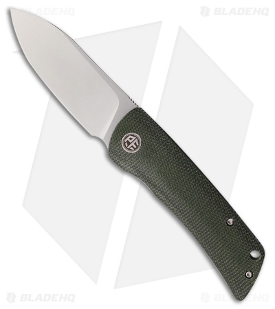 Petrified Fish Flavorist Drop Point Liner Lock Knife Green Micarta (3.1" Satin)