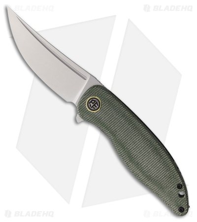 Petrified Fish Simum Clip Point Liner Lock Knife Green Micarta (3.5" Satin)
