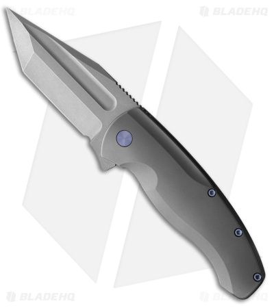 PMP Knives Berserker Frame Lock Knife Gray/Blue Titanium (3.5" Stonewash)