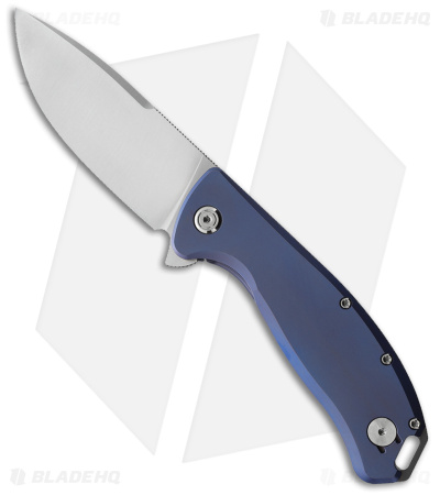 PMP Knives Big Boy Flipper Frame Lock Knife  Blue Titanium (3.7