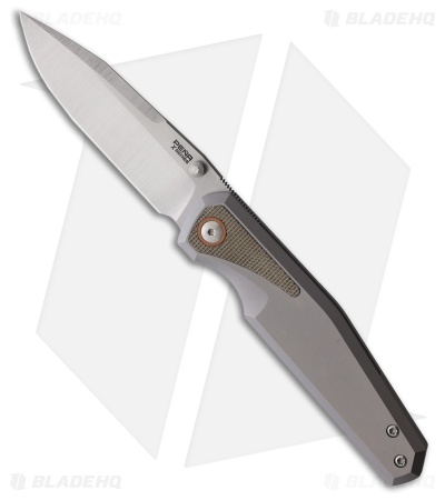 Pena Knives Alacran Frame Lock Knife Gray Ti + Green Micarta (3.38" Satin)