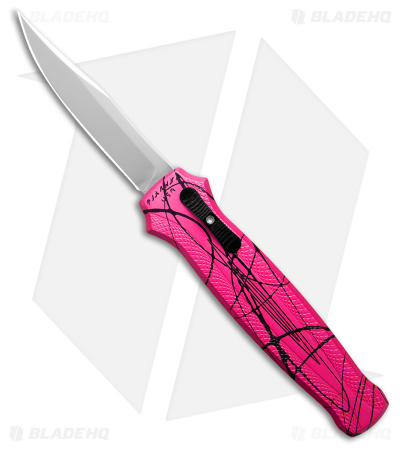 Piranha Rated-R  D/A Clip  Point OTF Auto Knife Pink Alum (3.5" Mirror) P-19PK