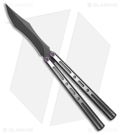 Poikilo Blade PM3 Balisong Butterfly Knife Brushed Titanium (4.5" Dark SW)